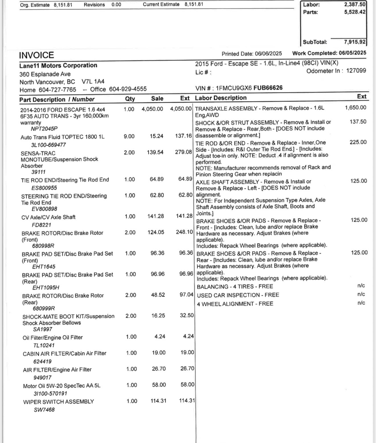 2015 Ford Escape SE 4WD